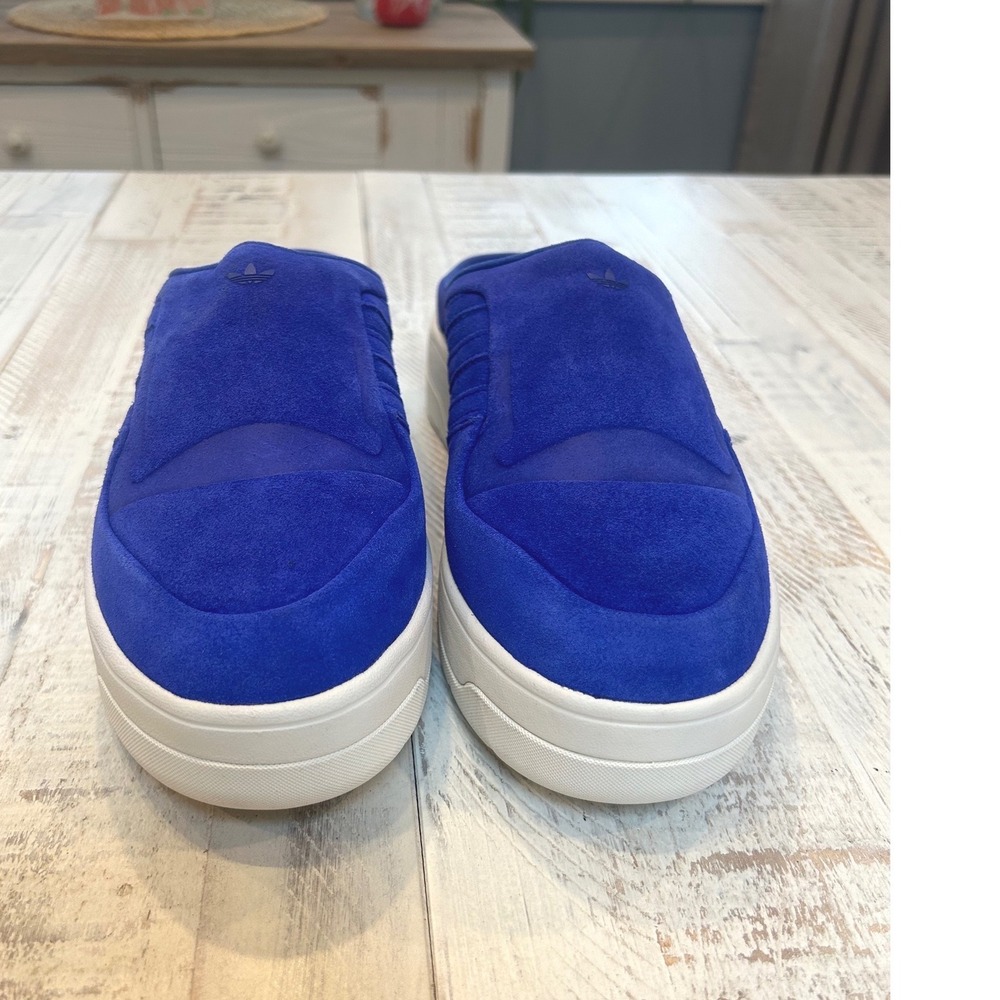Adidas Adilette Comfort Slides Royal Blue Suede Mule Slip On Womens